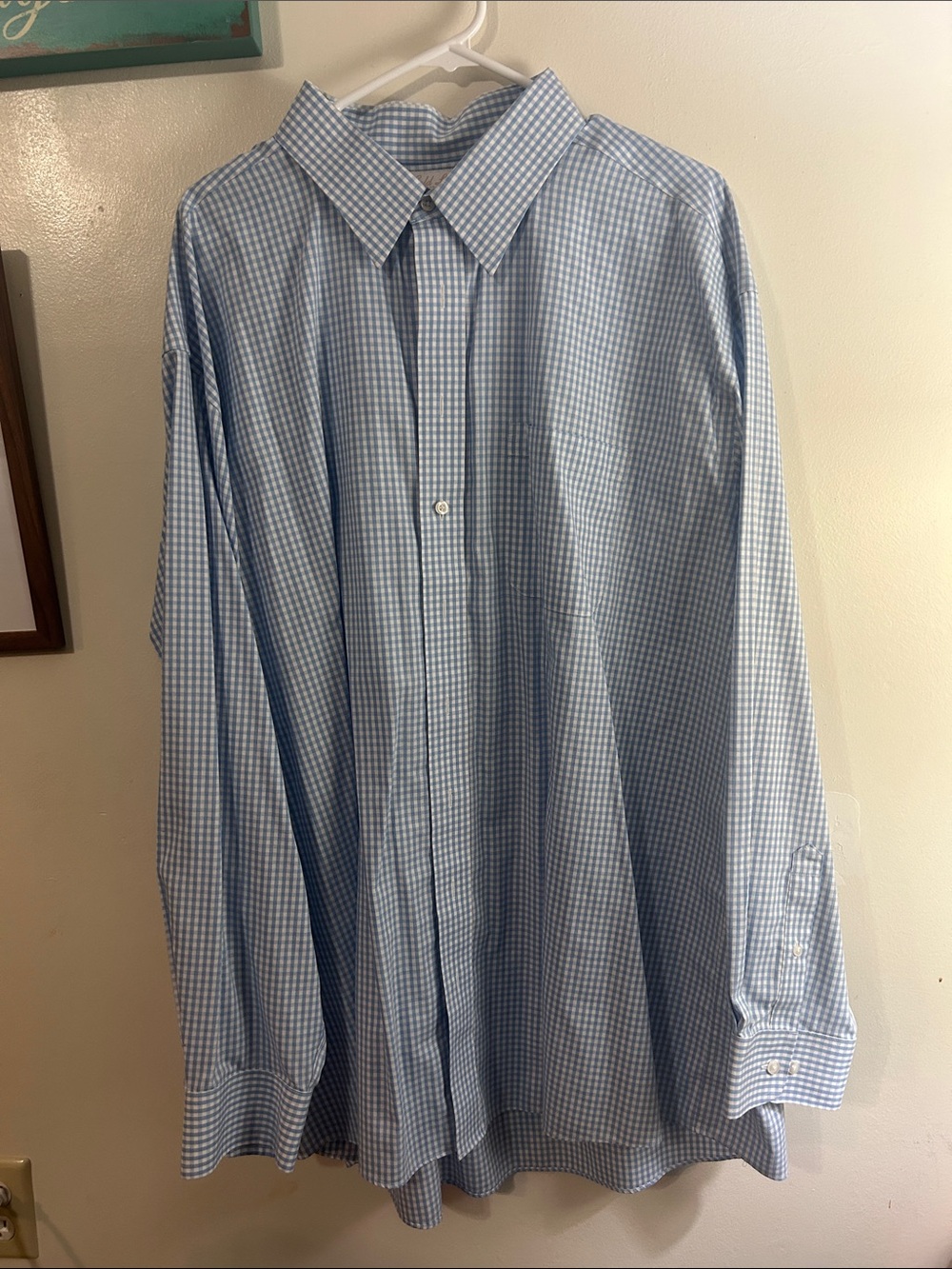 Men's Light Blue Gingham Dress Shirt - Classic Button-Down